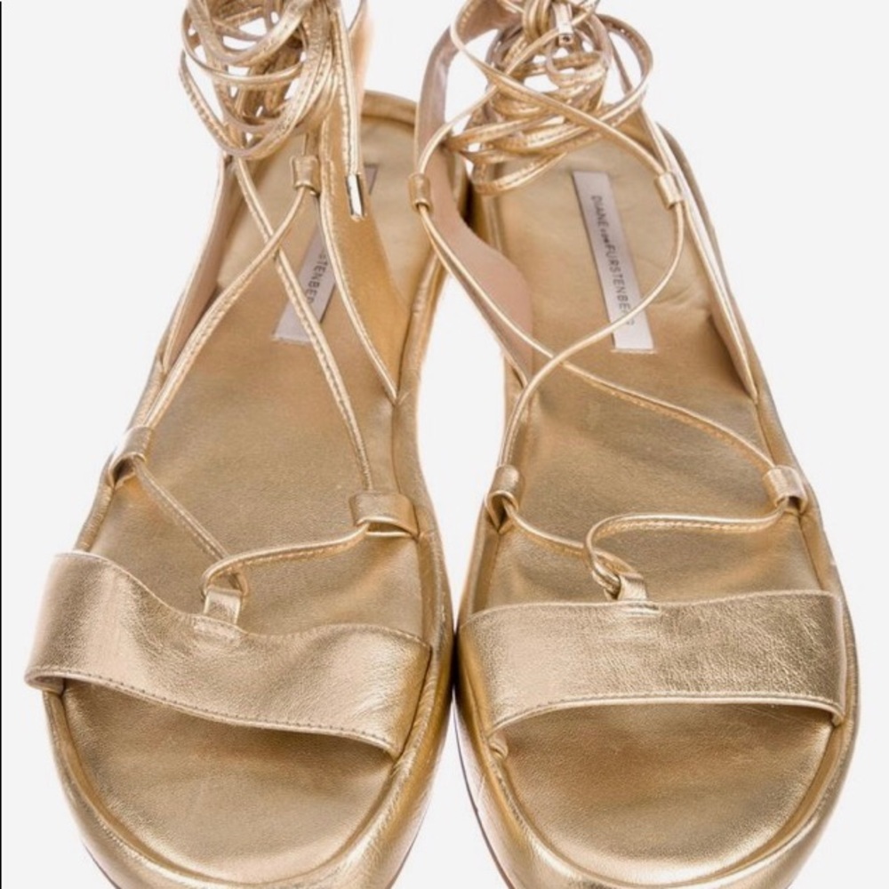 Diane Von Furstenberg Gold Susie Metallic Sandals